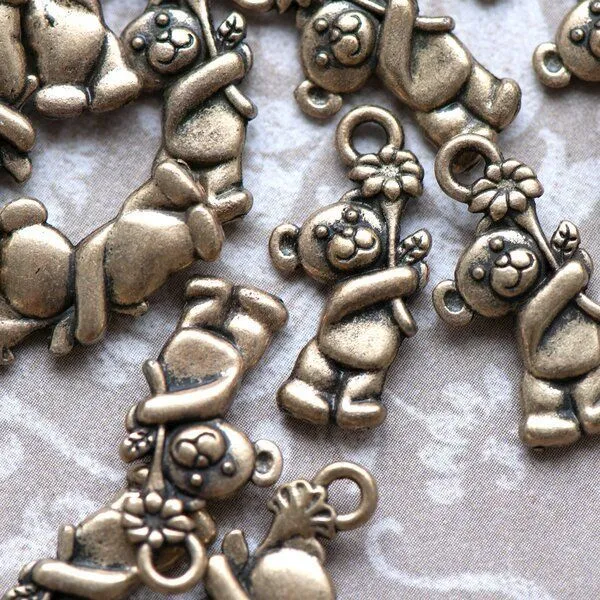 подвеска металлическая "медвежонок", цвет античная бронза, 19х9х3 мм