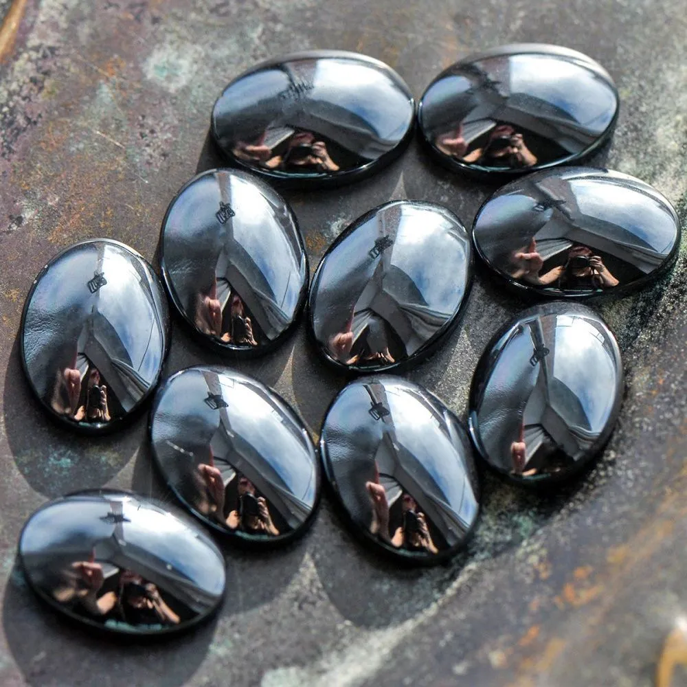 кабошон гематит немагнитный овальный, цвет черный, 18x13x5 мм