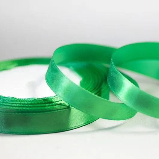 лента, атлас, цвет зеленый травяной, ширина 12 мм ленты