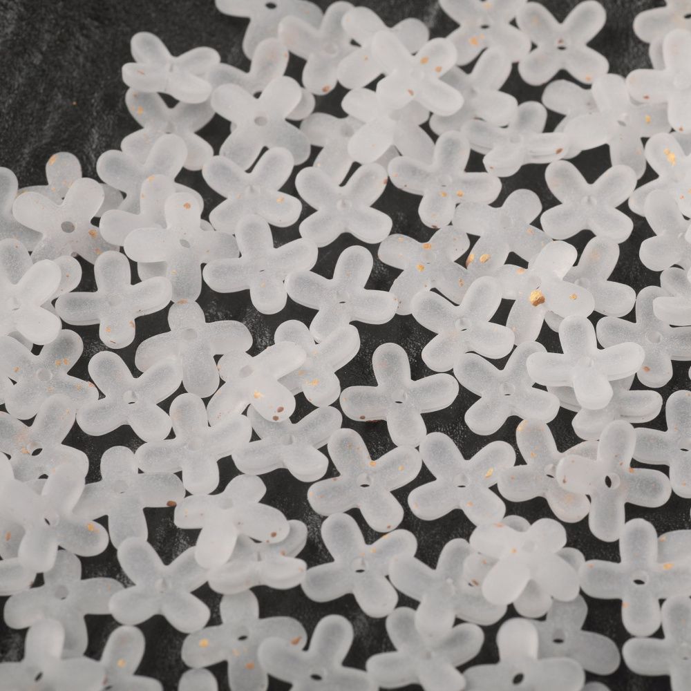 бусина, акрил "клематис", матовая, цвет белый, 11.5x11.5x3 мм