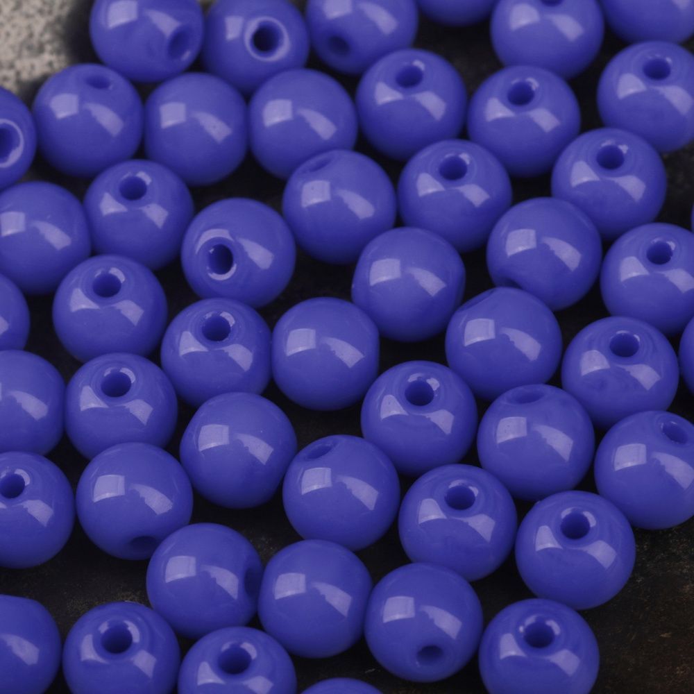 бусина, стекло 6, цвет васильковый, 6 мм