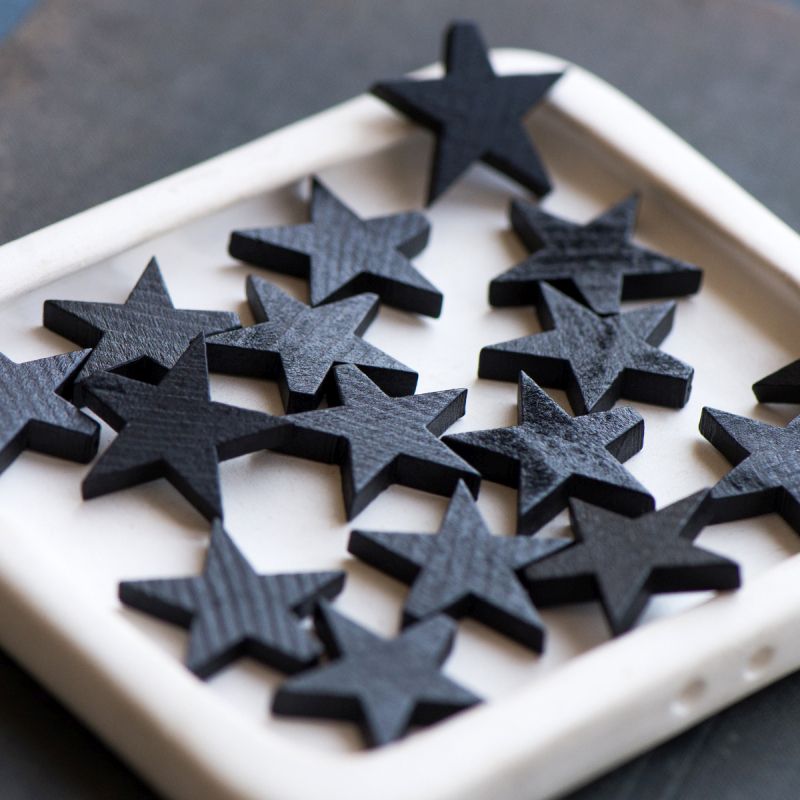 бусина дерево "звезда", цвет черный, 22x24x4 мм