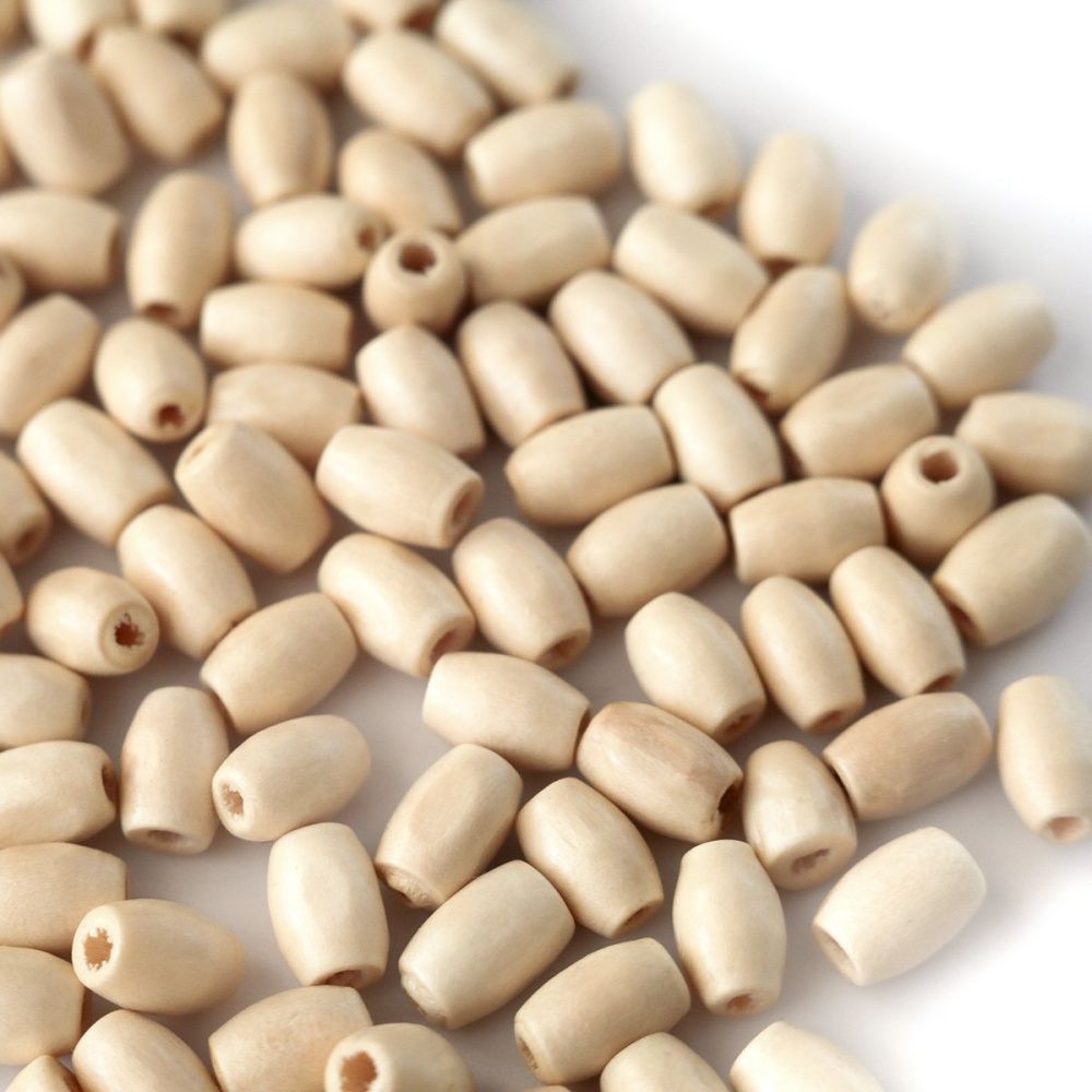 бусина дерево, овальная, цвет натуральный, 5х8 мм