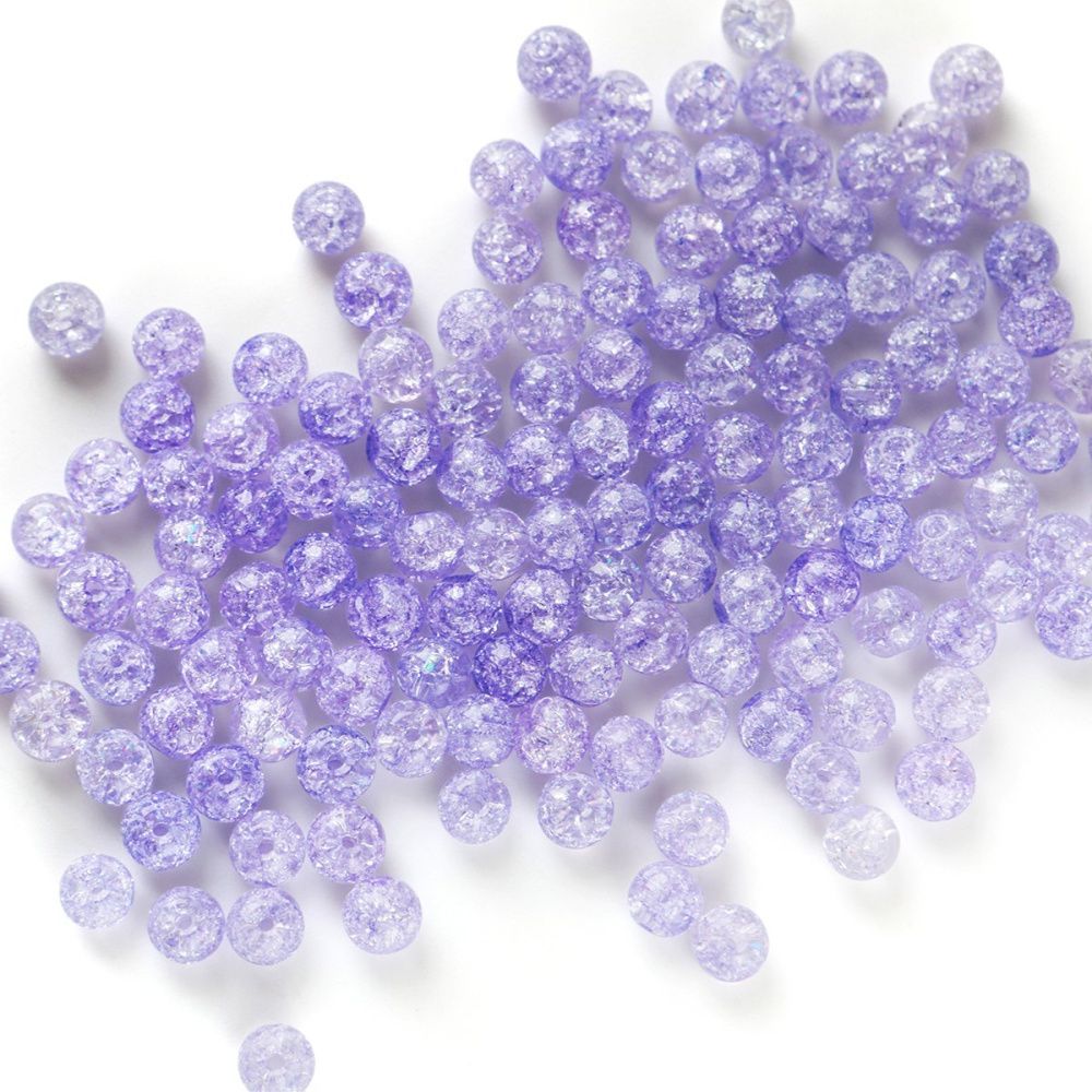 бусина, стекло "кракле", цвет сиреневый, 6 мм