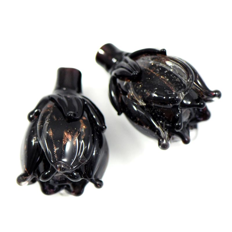 бусина, мурано "колокольчик", фигурная, черный, 17х14 мм