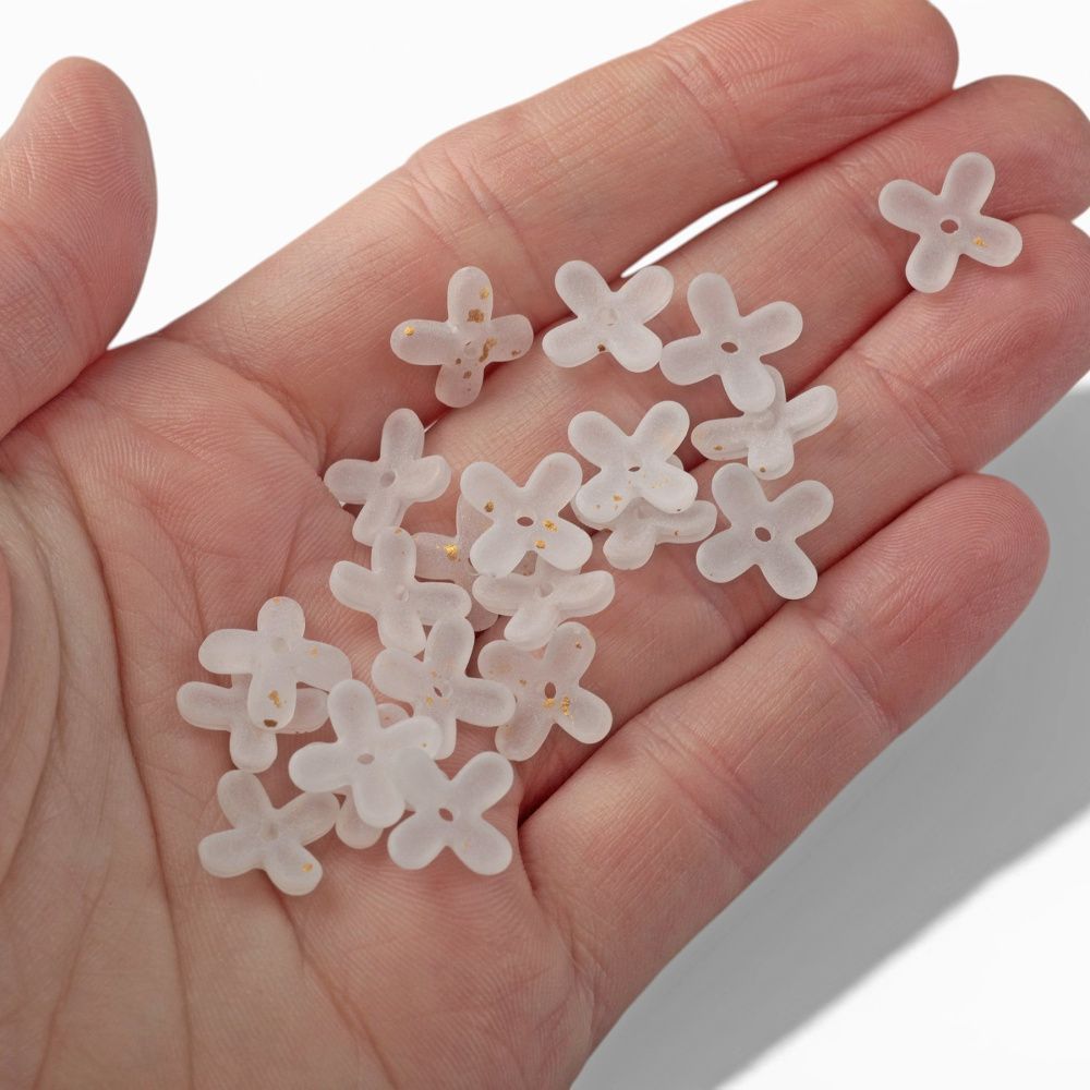 бусина, акрил "клематис", матовая, цвет белый, 11.5x11.5x3 мм