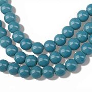 Бусина, стекло 8, цвет темно-бирюзовый, 8 мм