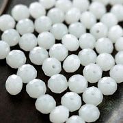 Бусина, имитация нефрита, стекло абакус, цвет белый, 8х6 мм