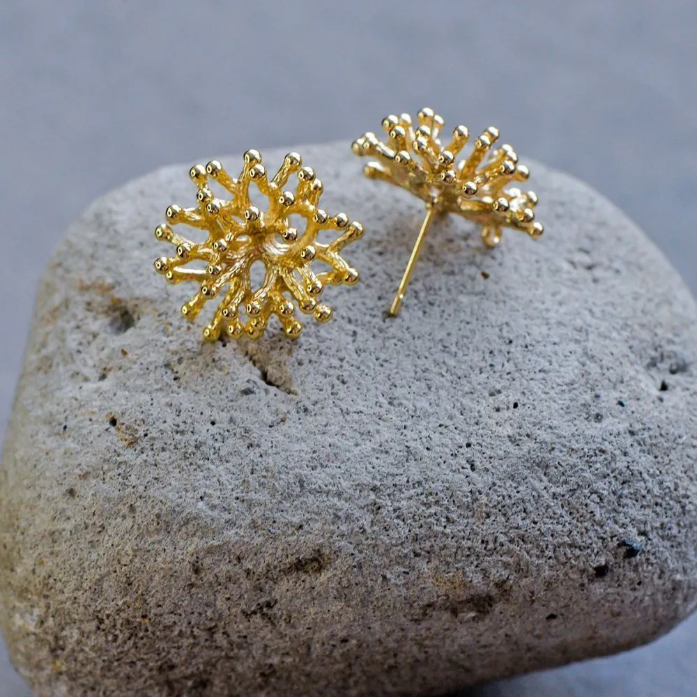 пуссеты "коралл", позолоченные, 20x20 мм