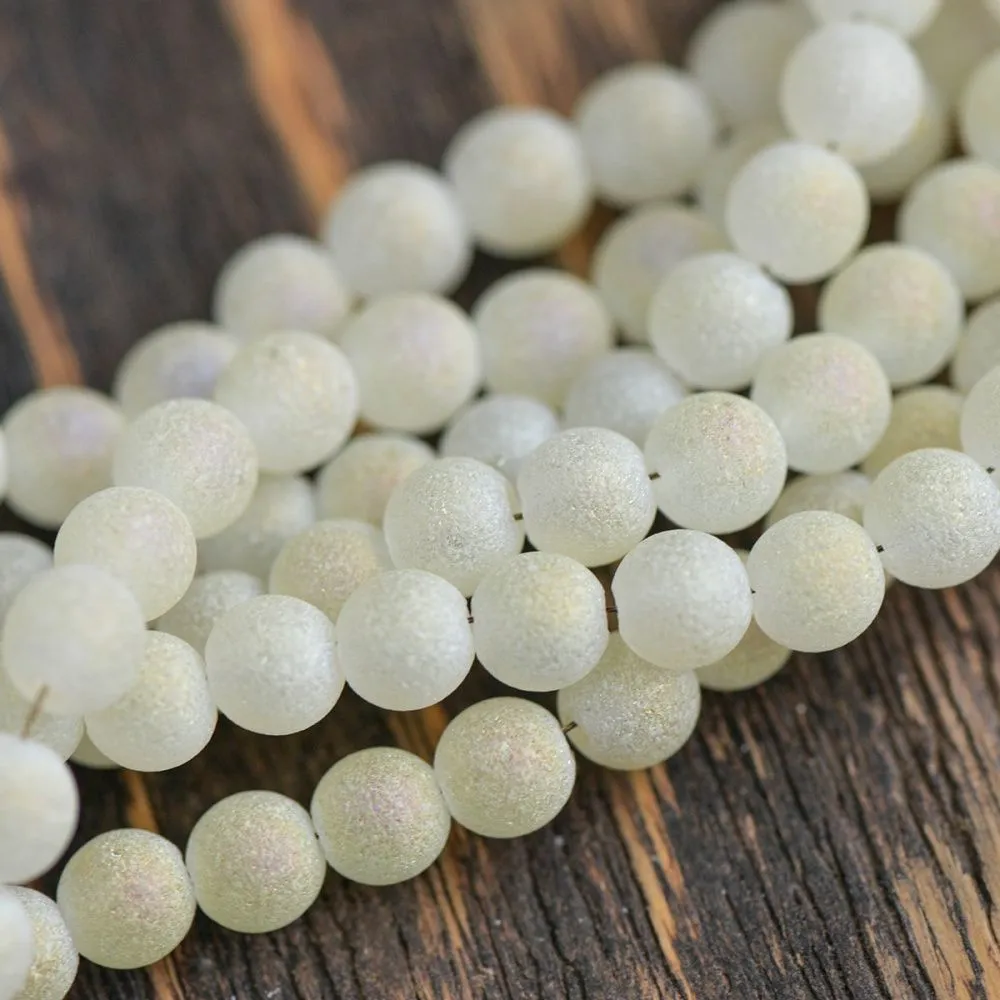 бусина, стекло "песок", цвет шампанское, 6 мм