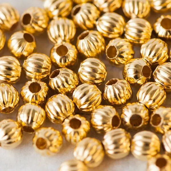 бусина, металл "мисти", цвет золото, 6 мм