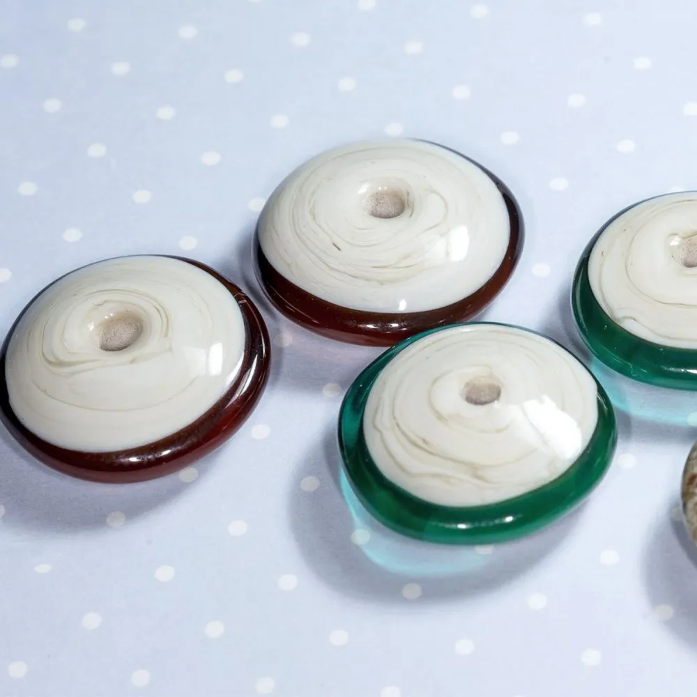 бусина, мурано "диск", плоская, медовый, 18х6 мм