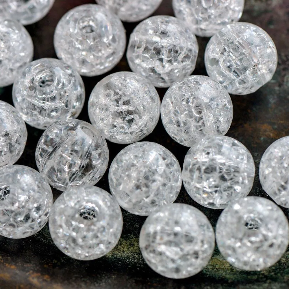 бусина, акрил "кракле", цвет прозрачный, 14 мм