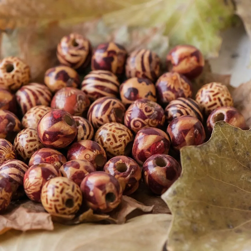 бусина дерево 16, с рисунком, 16х15 мм