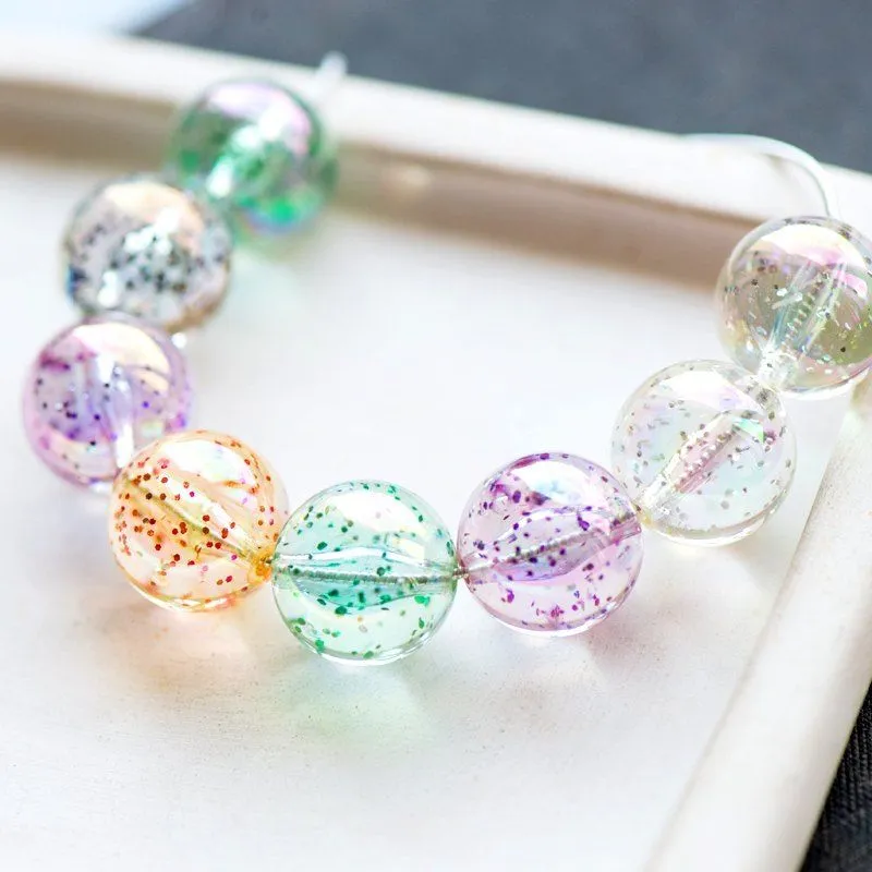 бусина, акрил "глиттер", цветовой микс, 14 мм